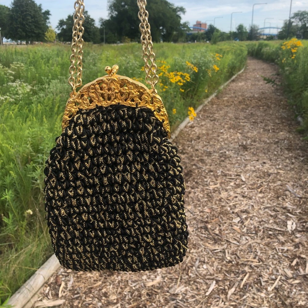 Vintage black and gold shoulder bag